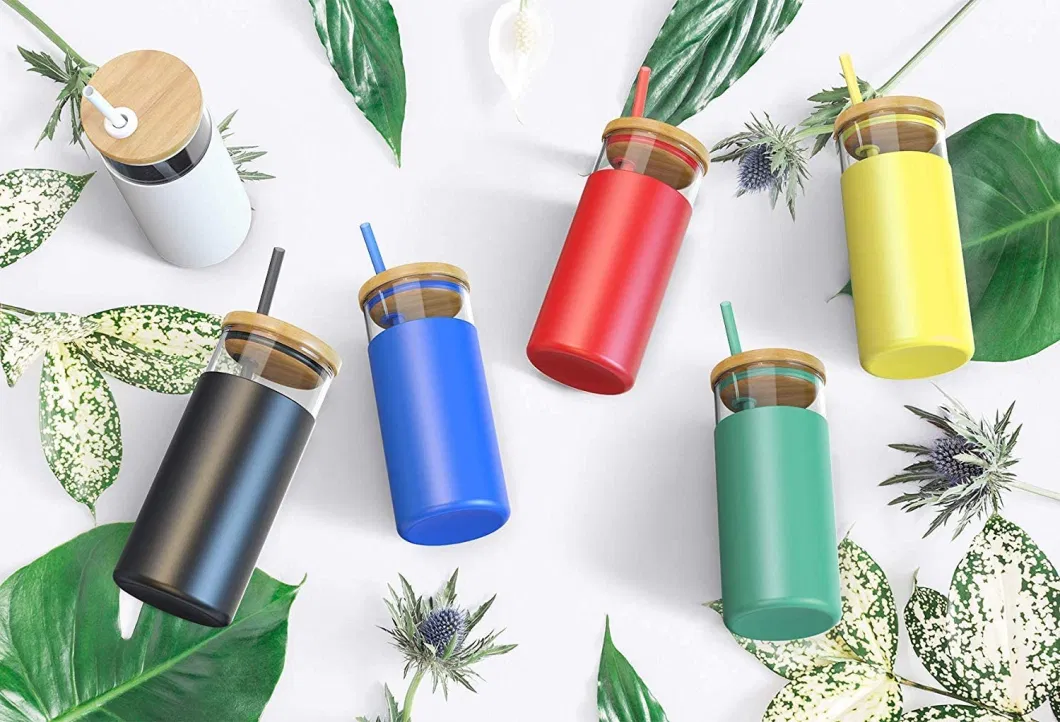 Glass Water Bottle with Bamboo Lid