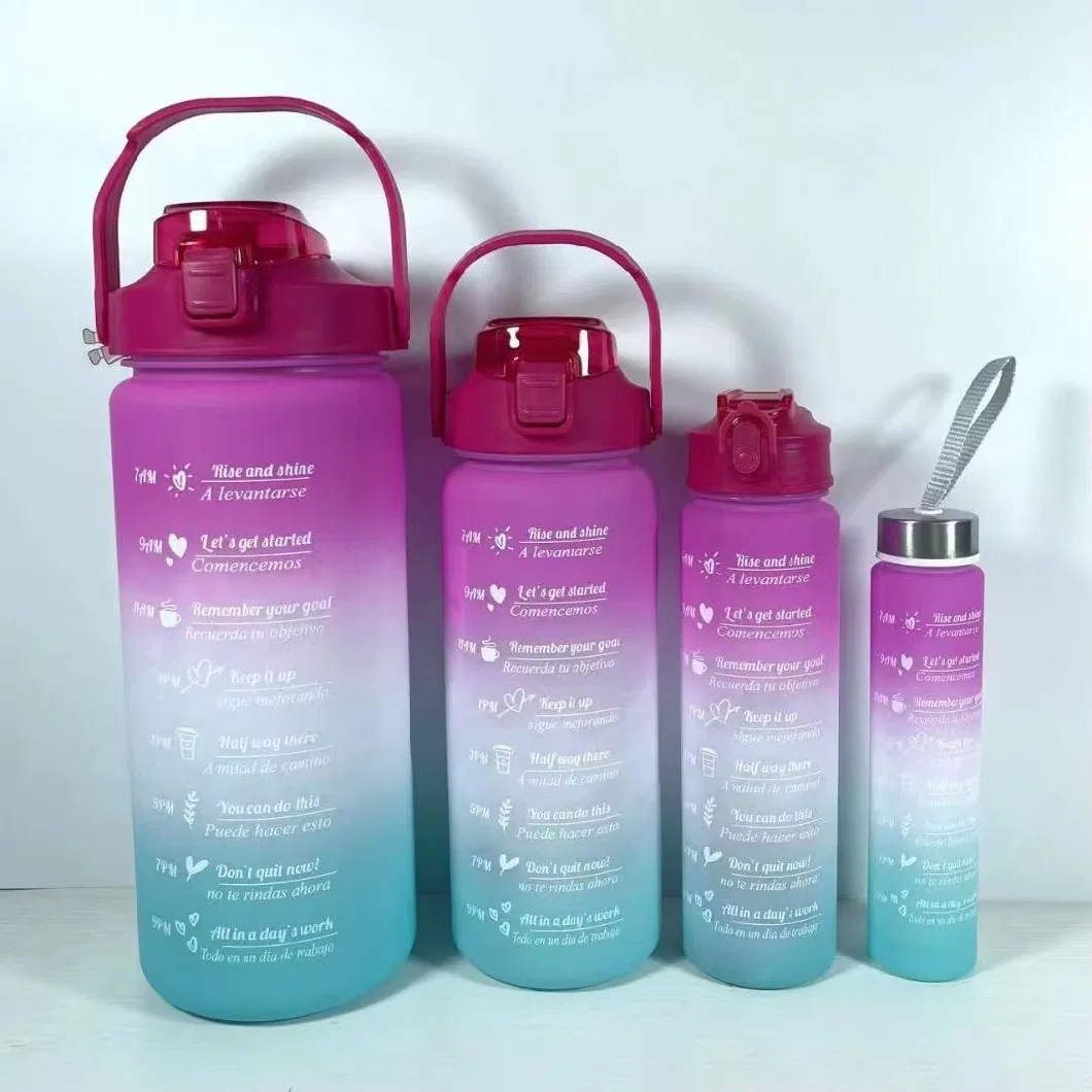 Four-Piece Gradient Motivational Plastic Cups Cheap New Sport Water Bottle