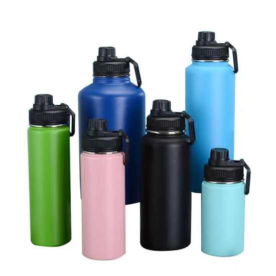 Portable Stainless Steel Double Wall Insulated Outdoor Sports Straw Plastic Water Bottle